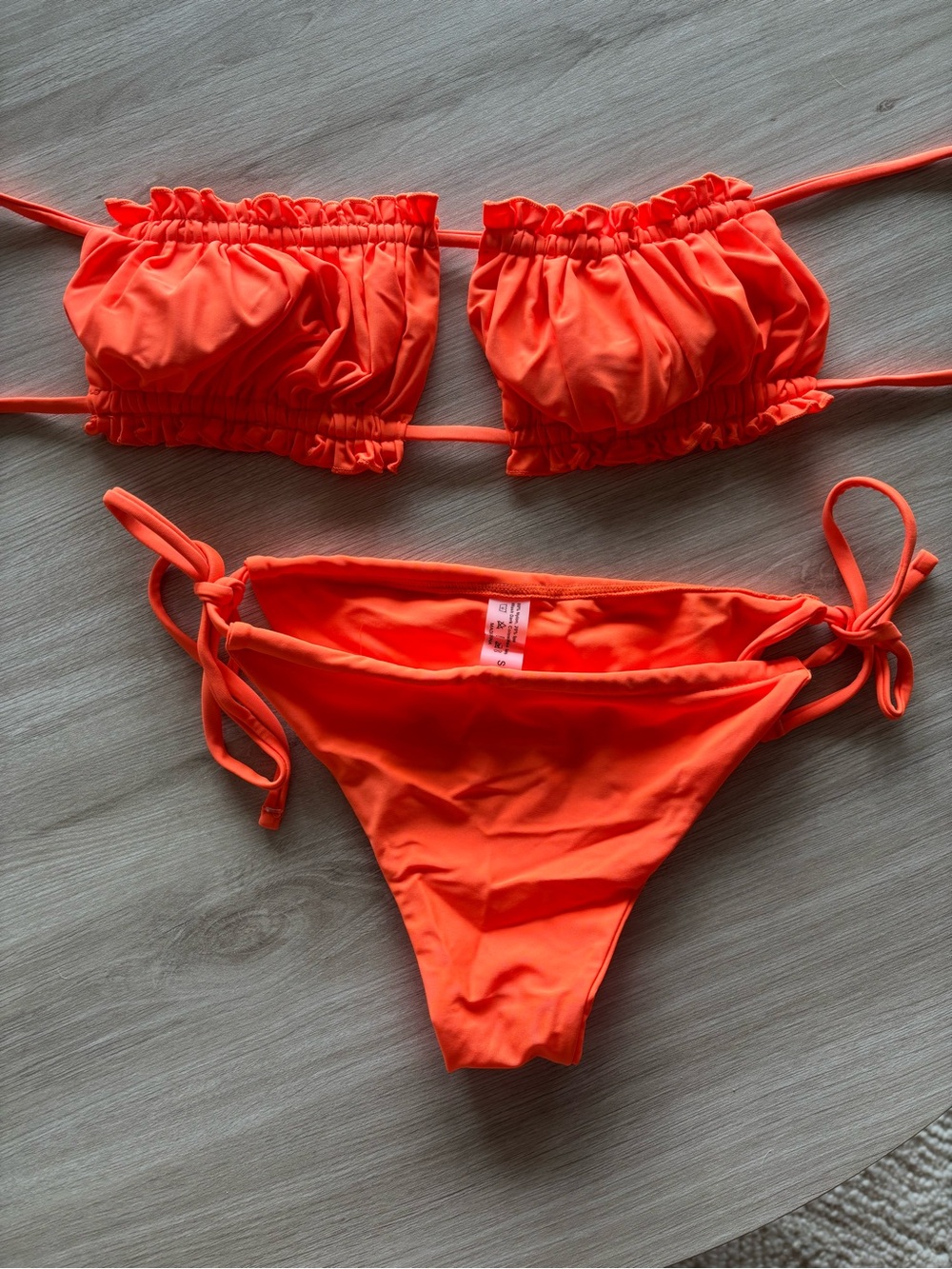 NWOT SHEIN Orange Tie-Side Bikini Bottom and Bandeau top- Swim Set